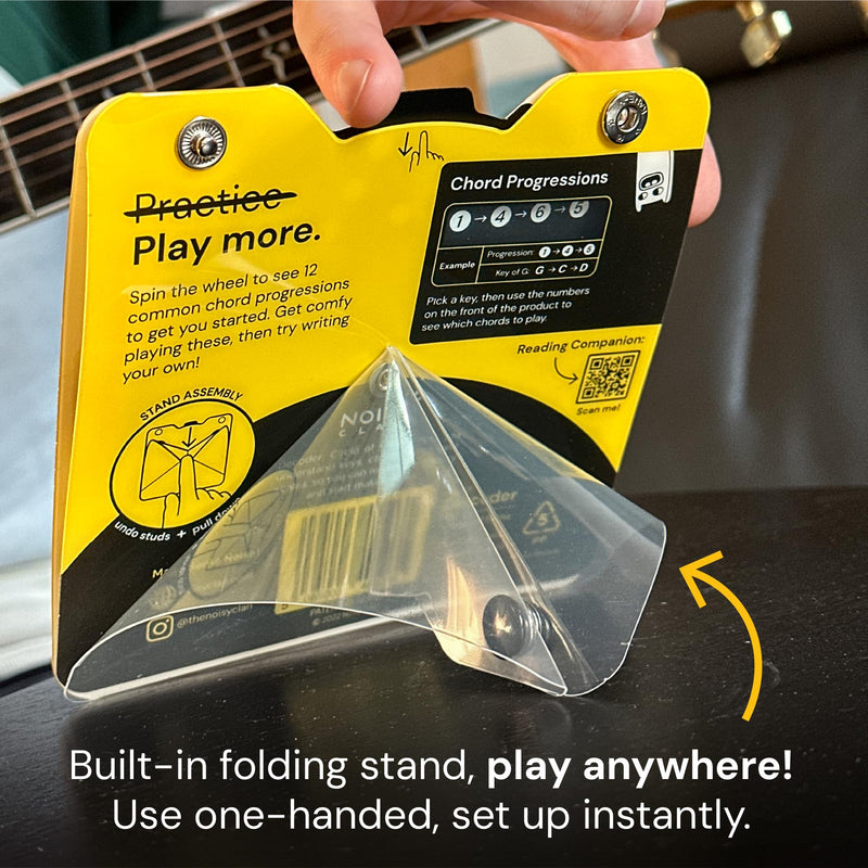 Circle of Fifths Wheel Tool with Built-In Stand - Back to School Music Learning Tool - Music Theory Chord & Key Decoder - Learn Progressions, Scales & Keys - Tool for Guitar, Piano, Ukulele & more Yellow
