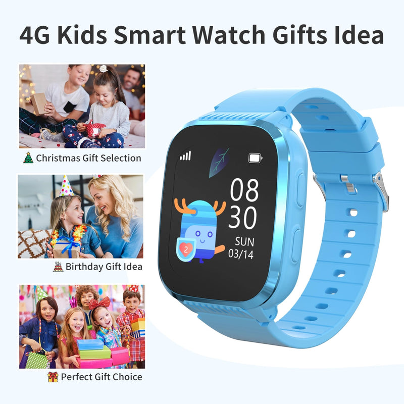 4G Kids Smart Watch Boys with GPS Tracker & Call Phone Age 5-12, Light Blue | 1.85" SmartWatch for Kids with SOS Calling, School Mode, Parental Controls,12/24 Hr, Text Message, HD Video Call, Voice Chat