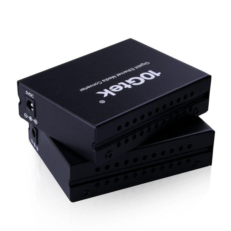 ipolex A Pair of Gigabit Ethernet Single-Mode SC Fiber Bidi Media Converter, Built-in BiDi SFP B LX Fiber Module, 1310/1550nm, SMF, up to 20KM, SC Fiber to 10/100/1000Base-TX (UTP/STP/Cat5e/Cat6 RJ45) 1-Pair