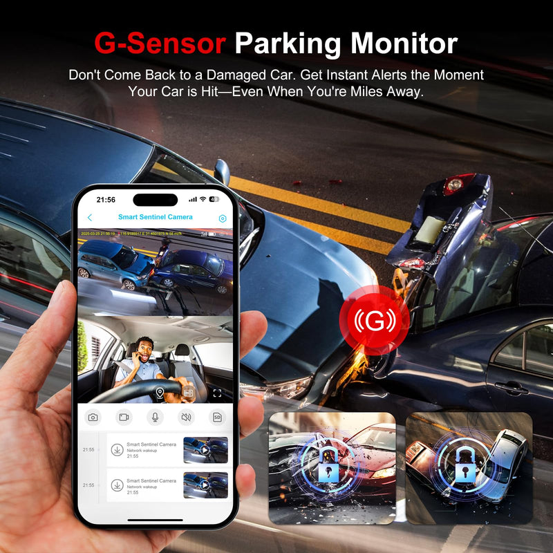 4G LTE Car Dash Cam Front and Cabin Camera,Car Camera with SIM Card (No WiFi),64GB SD Card,Dashcam with Night Vision,Remote Live-View,24/7 Parking Mode,Radar Motion Detection,GPS Tracking,OBD Power