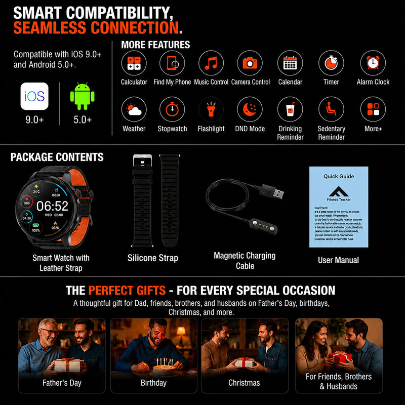 Smart Watch for Men with GPS Maps, 1.46"AI Smartwatch, BT Call/Text Reply | 24/7 Heart Rate/Sleep Monitor/Health Analysis, 100+ Sports Modes, 5ATM Waterproof Fitness Tracker for Android iOS – 2 Bands Black