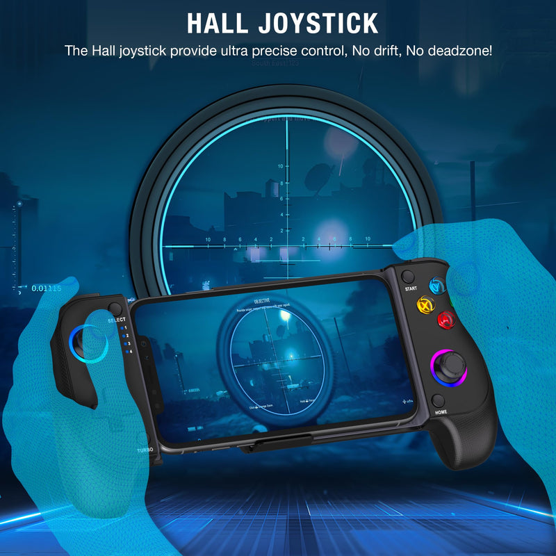 Mobile Game Controller for iPhone and Android with RGB Light, Wireless Phone Controller with Phone Case Support Turn Your iPhone into a Gaming Console Play PS Remote Play, Xbox Cloud and More Use as Mobile Game Controller
