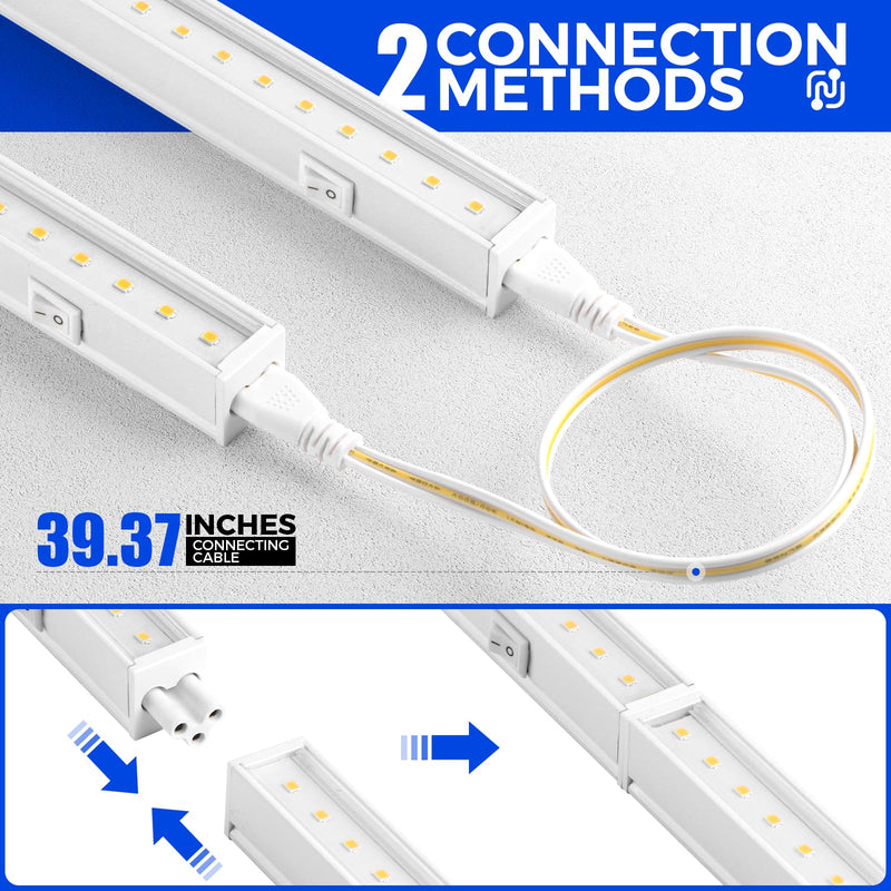 Barrina T5 Grow Lights for Indoor Plants, 5000K Full Spectrum, 1FT LED Growing Lamp, Plant Light Strip, for Seed Starting, Vegetables, Plug and Play, 4-Pack White 1FT-White Cover