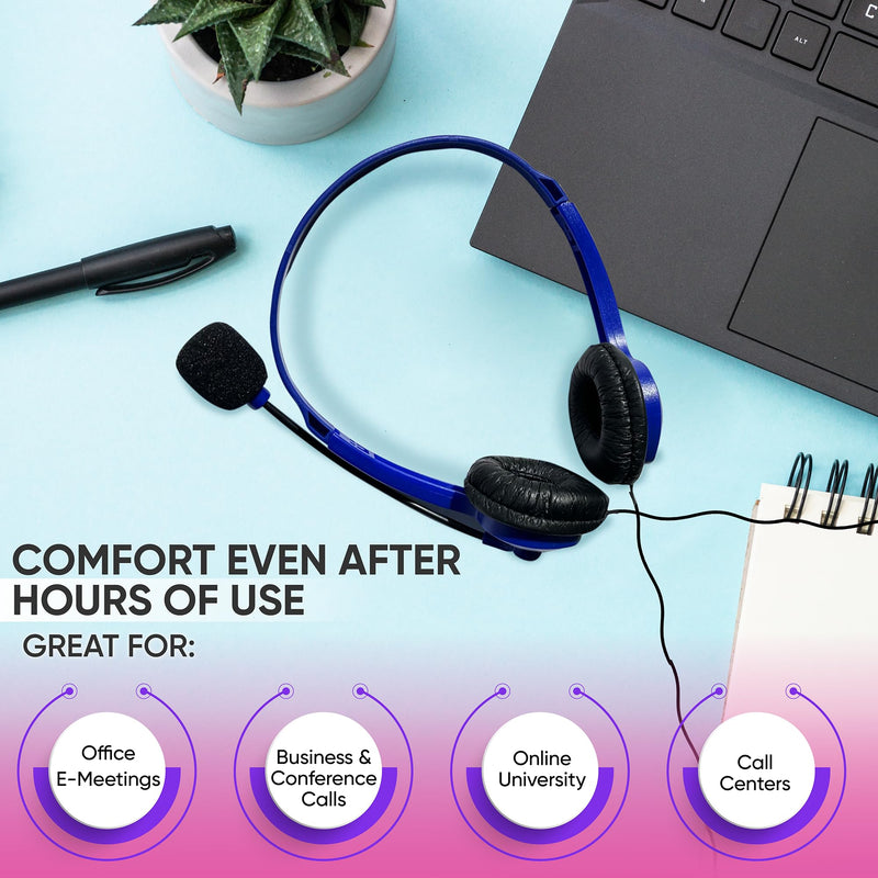 [AUSTRALIA] - 10 Pack Bulk Wired On-Ear Leather Headsets with Boom Microphone and 3.5mm Connector, Multi 10 Pack Leather headsets with mic mixed 