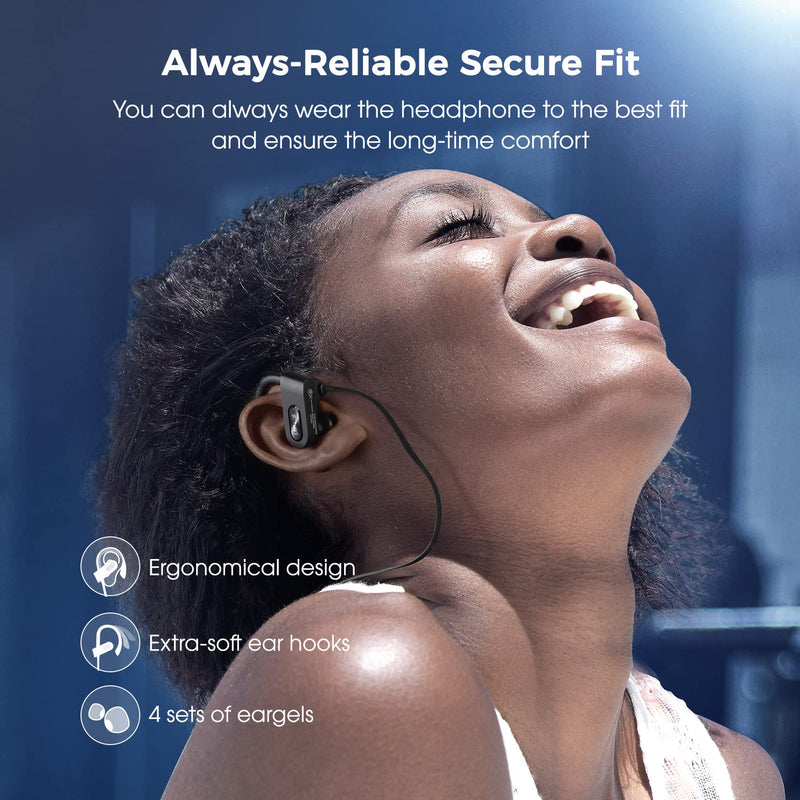 Bluetooth Headphones, Deep Bass Wireless Running Headphones w/16 Hrs Playtime, Bluetooth Earbuds in-Ear w/Earhooks, IPX7 Waterproof Sports Earphones with Microphone for Calls | IPX7 Waterproof Wireless Earbuds with Ear Hooks, CVC 6.0 Noise Cancelling E...