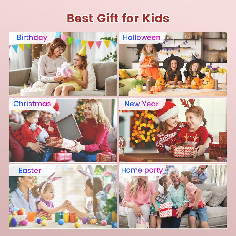 Mini Karaoke Machine for Kids,Portable Bluetooth Speaker with 2 Wireless Microphones,Toddler Music Player Toys,Easter Birthday Gifts for 3,4,5,6,7,8,9,10,11,12+Years Old Girls Boys (Pink) Pink