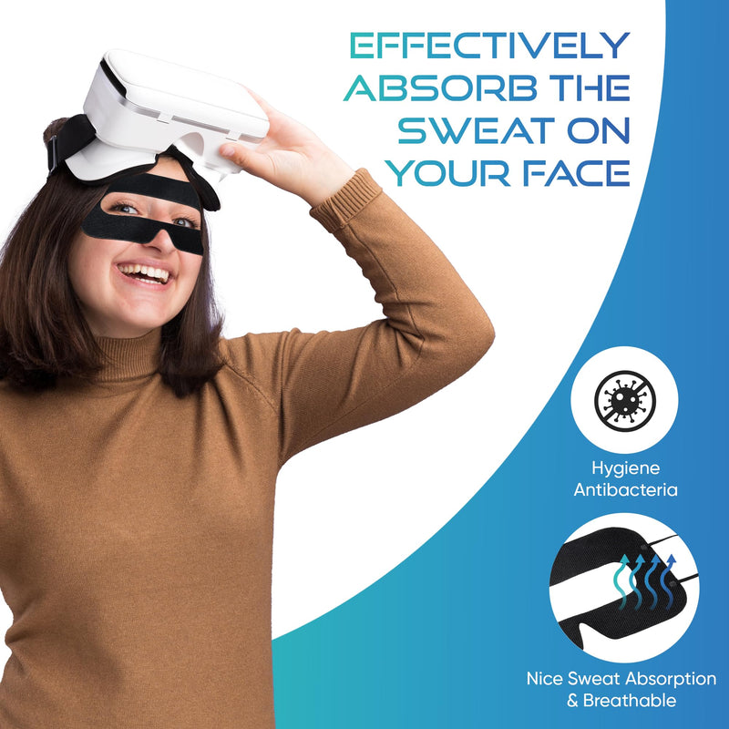 200 Pcs Disposable VR Face Mask Breathable Cover Eye Mask for VR Nonwoven Fabric Sanitary VR Mask, VR Eye Cover Pad - Comfortable, Protective, Sweat-Absorbent Face Covers (Black)