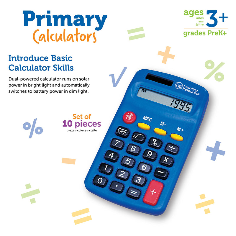 Learning Resources Primary Calculators, Set of 10