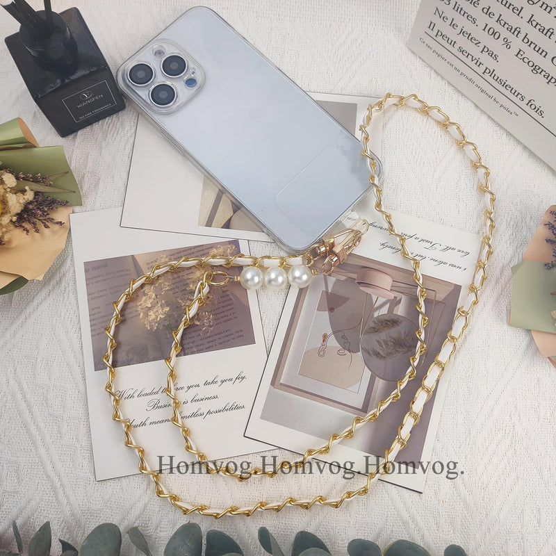 Phone Lanyard Universal Phone Strap Cell Phone Lanyard Crossbody Neck Strap Phone Charms with 2× Tether Tab, 1× Wrist Strap, Cross Body Phone Chain for Most Phones Bag Purse White