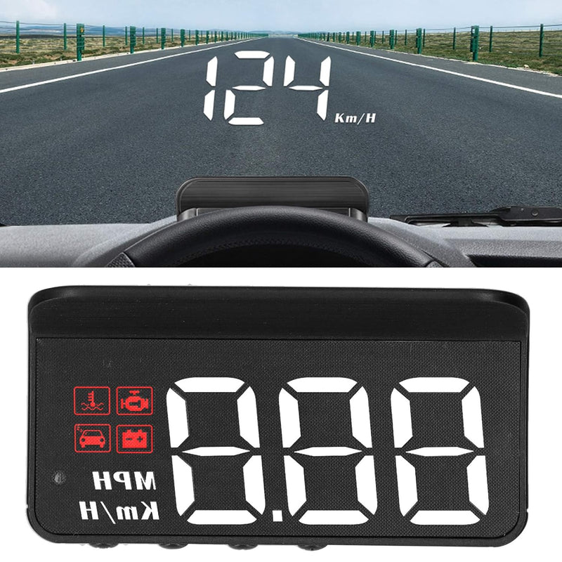 OBD2 Head Up Display HUD Windshield Projector, 12V Car Speedometer with Multi‑Function Gauge, Alarm for Overspeed Water Temp Voltage & Fatigue Driving Reminder Universal for Most Petrol Vehicles