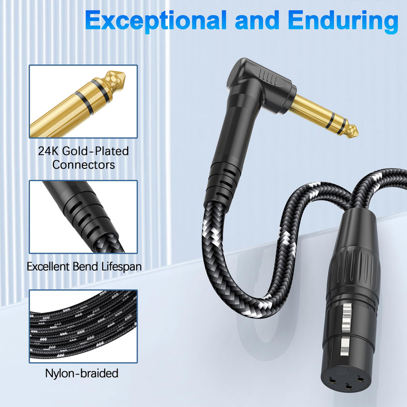 1/4 TRS Right Angle to XLR Female Audio Cable, 10ft 3-pin XLR Female Professional-Grade Balanced Audio Connection for Mixer, Amplifier, Microphone, Studio Equipment 10 Feet 1/4 TRS
