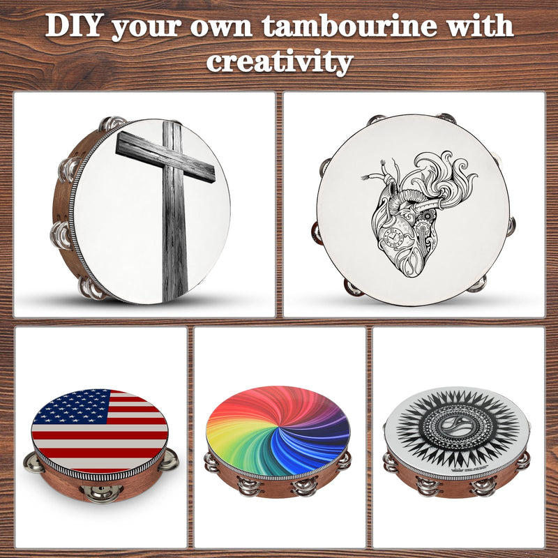 Wooden Hand Held Percussion Tambourine with Storage Bag - 6+8+10 Inches, Ideal for Church, Wedding, Party, Dance, Photo Shoot 6"+8"+10"