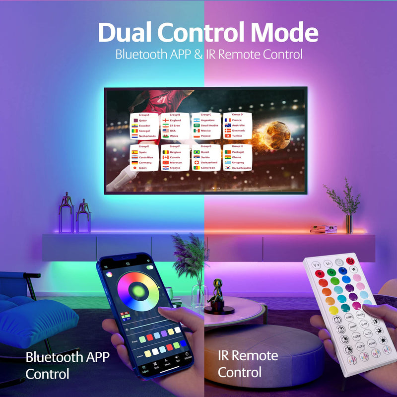 65.6ft LED Lights for Bedroom, Music Sync RGB LED Strip Lights with APP & Remote Control, Luces LED para Cuarto, Bluetooth LED Lights for Room, Home Decoration 65ft