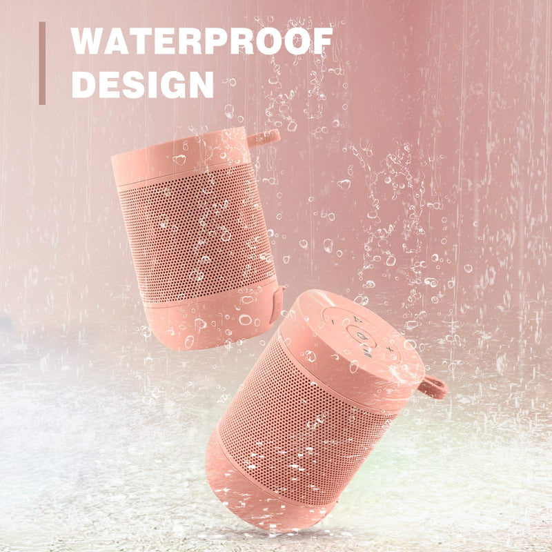 comiso Bluetooth Speaker, Portable Bluetooth Speakers with Wireless Stereo Pairing, Built in Mic, 360° HD Sound,IP65 Waterproof Speaker,Support TF Card, for Home/Party/Outdoor/Beach,Gift For Men/Women Pink