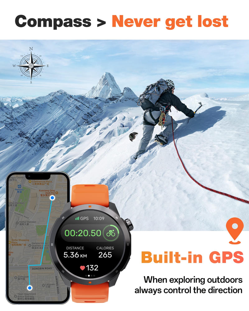 AOLON NaviR3 GPS Smart Watch for Men | 1.43" AMOLED, 30M Waterproof, Call Gray