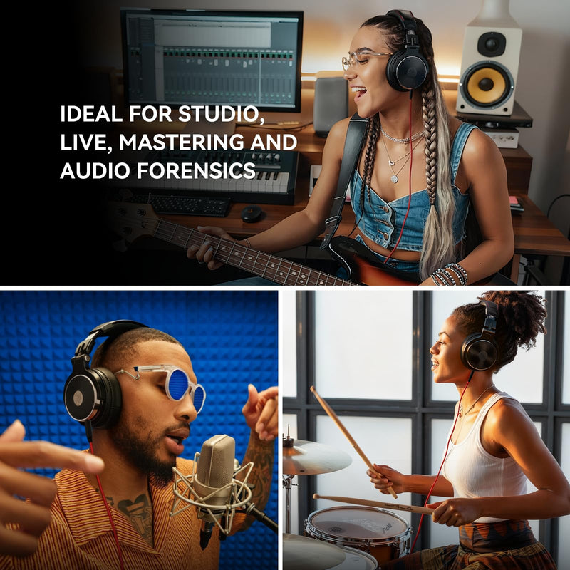 OneOdio Hi-Res Over Ear Headphones for Studio Monitoring and Mixing, Sound Isolation, Protein Leather Earcups, 50mm Driver Unit, Wired Headphones for AMP Guitar Keyboard (Pro-50 Black) Over-Ear-Headphones