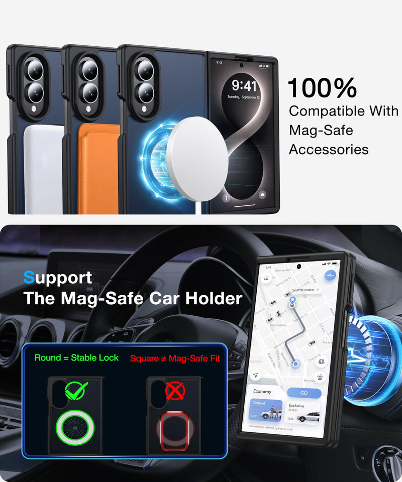 NO.1 Magnetic for Samsung Galaxy Z Fold 8 Case with MagSafe | [Military Grade Drop Tested][Translucent Matte][Anti-Fingerprint] Soft Silicone Bumper for Samsung Fold 8 Case Slim,Black