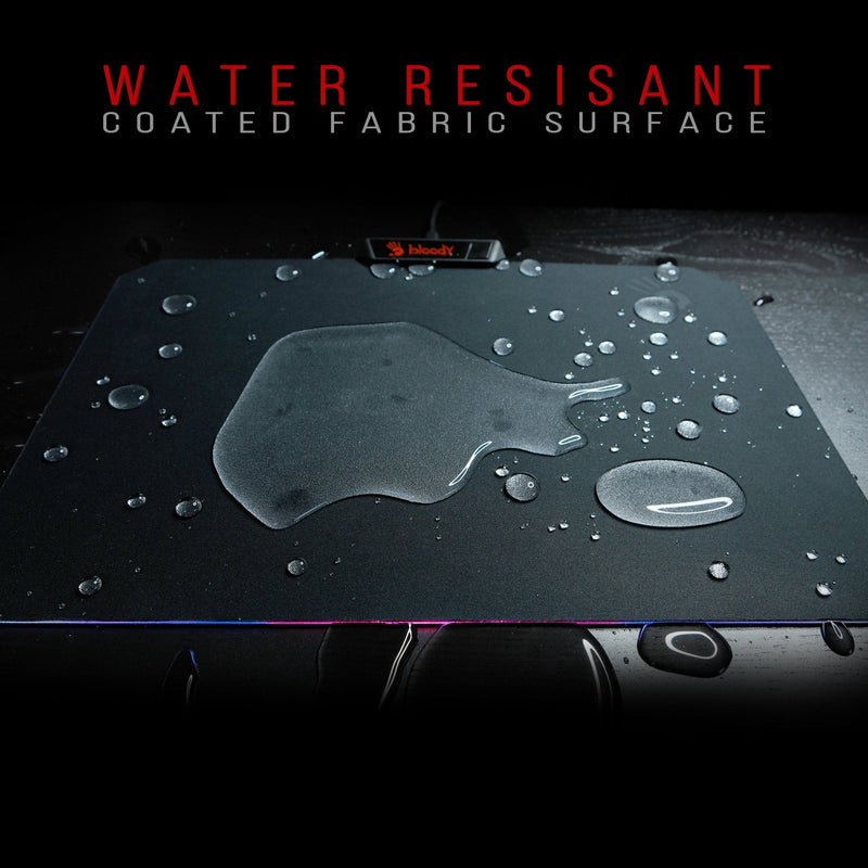 Bloody Gaming RGB LED Gaming Mouse Pad Soft Cloth Surface – Low Friction Surface Ideal for Accuracy, Speed & Control - 10 RGB LED Zones - Waterproof - Non-Slip Rubber Base - Medium 14" X 10" - MP-60R