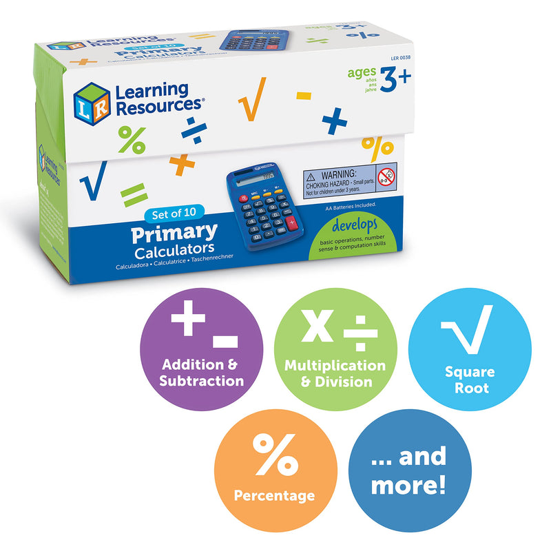 Learning Resources Primary Calculators, Set of 10