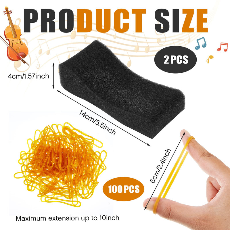 2 Pcs Kids Violin Shoulder Pads Soft Foam Violin Shoulder Rest Violin Sponge Violin Shoulder Pillow with Yellow Rubber Bands for Party Wedding Concerts Player Cushion, 3/4-1/2
