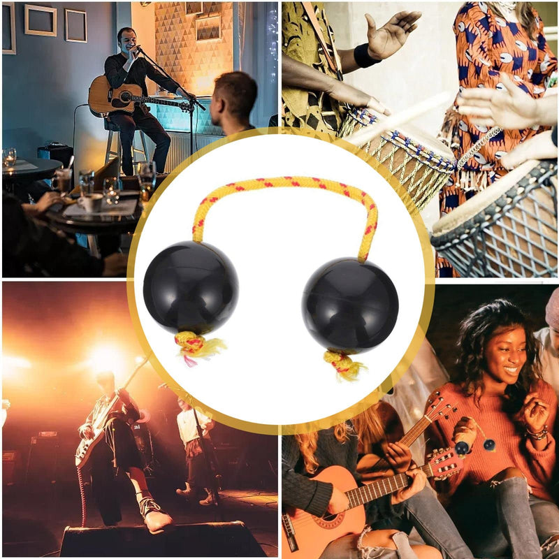 Aslatuas Rhythmic Ball Kashaka Instrument, 2 Pair ABS Kashaka Music Egg Shakers, Double Gourd, Easy to Play for Adults & Teenagers at Parties, Shows(Black) Black