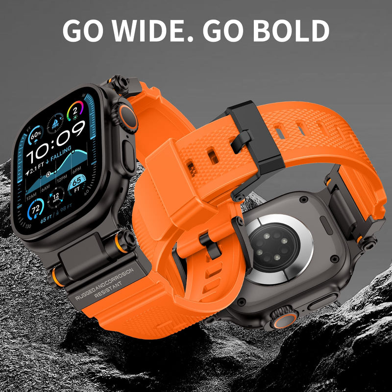 Rubber Band Compatible with Apple Watch Band 49/46/45/44/42mm, Orange/Black and Black/Black
