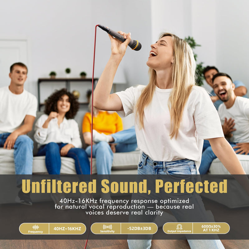 [AUSTRALIA] - Dynamic Microphone - Vocal Microphone for Singing - Handheld Wired Microphones with 16ft XLR to 1/4" Audio Cable - Mic for Speaker, Mixer, Amplifier & Karaoke Machine (Matte Grey) Matte Grey 