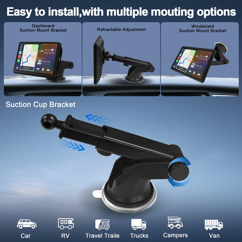 7 inch Double Din Car Radio: Wireless Carplay & Android Auto Car Radio Stereo, Bluetooth 5.0/FM/MP3/USB/Aux Input