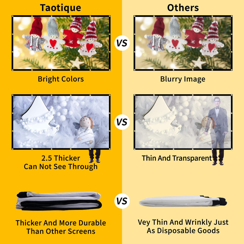 [AUSTRALIA] - Projector Screen 120 inch, Taotique 4K Movie Projector Screen 16:9 HD Foldable and Portable Anti-Crease Indoor Outdoor Projection Double Sided Video Projector Screen for Home, Party, Office, Classroom 