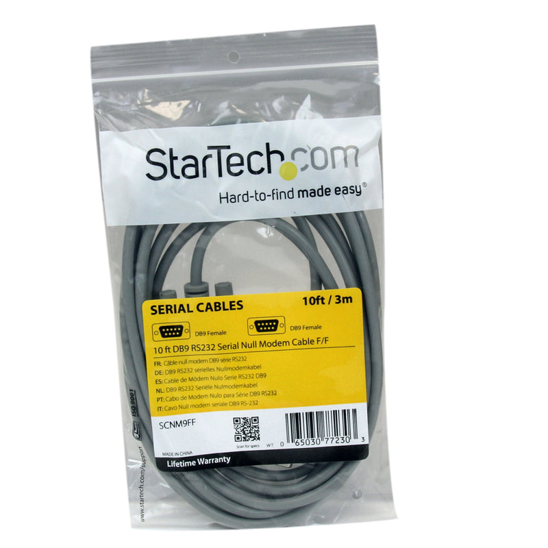 StarTech.com 10' RS232 Serial Null Modem Cable - Null modem cable - DB-9 (F) to DB-9 (F) - 10 ft (SCNM9FF) Female to Female