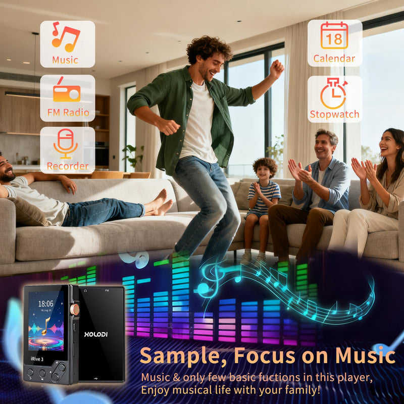 [AUSTRALIA] - iRive3 MP3 Player Clear HiFi Stereo Sound 32GB Bluetooth Music Player with FM Radio Voice Recorder Expandable up to 128GB 