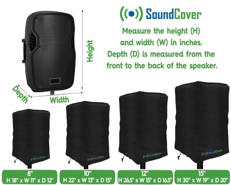 8 Inch PA/DJ Lightweight Powered Speaker Cover Bag in Black for Stand Mounted Speakers - Over the top fit, Water Resistant (not Waterproof), 50 UV Protection - Check Dimensions before Ordering! Single Cover 8"