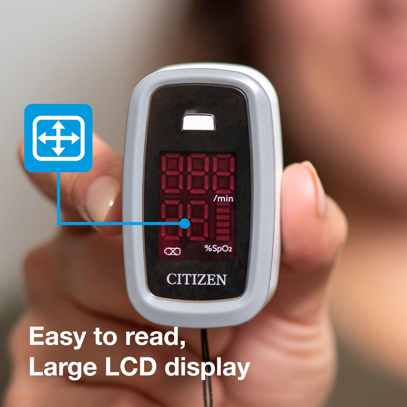[AUSTRALIA] - Citizen Citizen Healthcare Systems Pulse Oximeter - Large, Easy-to-Read Display, Finger Clip, Pulse Rate and Blood Oxygen Saturation Indicator - Battery Operated 