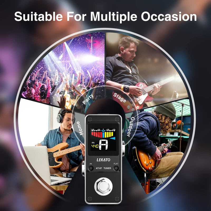 [AUSTRALIA] - LEKATO Guitar Tuner Pedal with True Bypass, Chromatic Tuner Pedal for Electric Guitar and Bass, Color Display Tuning Pedal with Mute, Pitch and Flat Tuning Black Tuner 