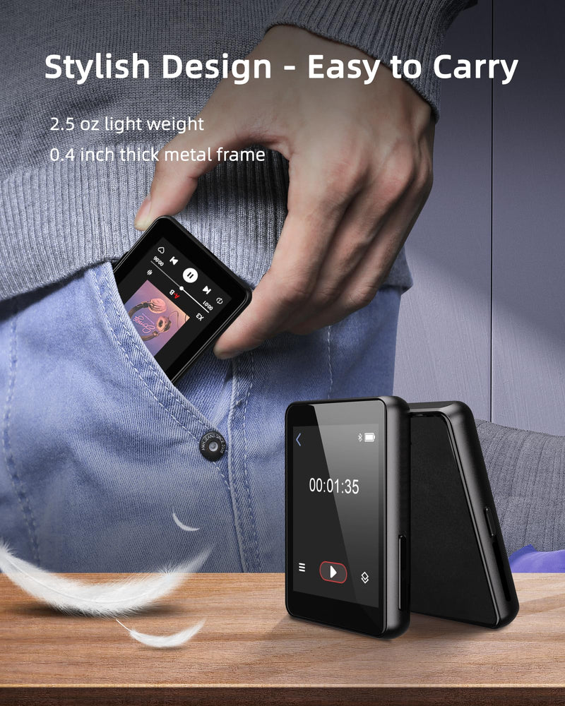 [AUSTRALIA] - 64GB MP3 Player with Bluetooth 5.3, Portable Music Player 2.4" Full Touchscreen with Speaker, FM Radio, Voice Recorder, E-Book (Earphones Included) 