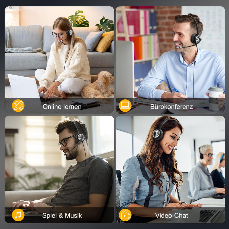MAIRDI USB Headset with Microphone for PC, Computer Headset with Mic Noise Canceling for Laptop Teams Zoom Office Call Center Voip Telephone Calls, Dictation Headset for Dragon Naturelly Speaking Monaural