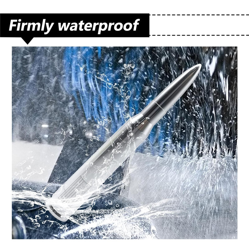 1 PC Car Bullet Antenna, Retractable Antenna Replacement, Enhanced Signal Receiver, Antenna with Screw Spacer, Compatible with Ford F150 Wrangler Jeep Chevrolet (Silver) Medium Silver