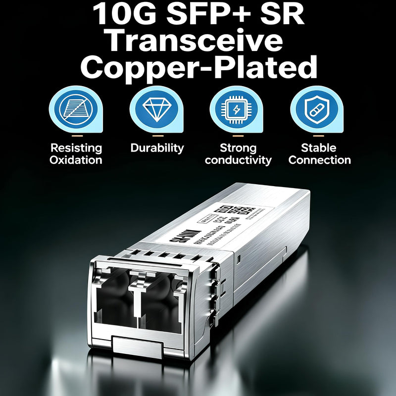 10GBase-SR SFP+ LC Multimode Transceiver 850nm Up to 300m | 10gb Ethernet Adapter Compatible with Cisco, Low Power, Stable Performance