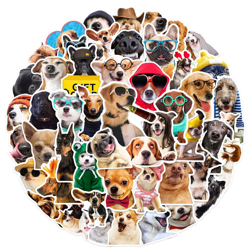 [AUSTRALIA] - 50 PCS Funny Dog Stickers Cute Animal Sticker for Journaling Laptop Scrapbook Water Bottles Guitar Suitcase Phone Snowboard Waterproof Vinyl Gifts for Women Girl Kids Adult Teens Brown 