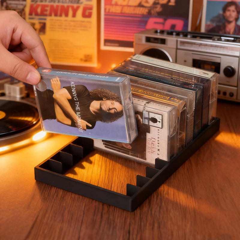 [AUSTRALIA] - 2Packs Cassette Tape Storage Organizer Rack- 20 Slots Audio Cassette Tape Holder, Durable And Stylish Design for Home, Studio, Collectors, Easy to Move And Organize Audiotapes 