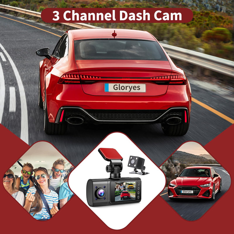 [AUSTRALIA] - 2025 Dash Cam, 3 Channel Dash Cam Front and Rear Inside, Interior Car Camera, 2.5K/1440P Single Fr,Fr+Interior, Front+Rear Dash Camera for Cars Taxi with Night Vision, Parking Monitor 1S Recording 