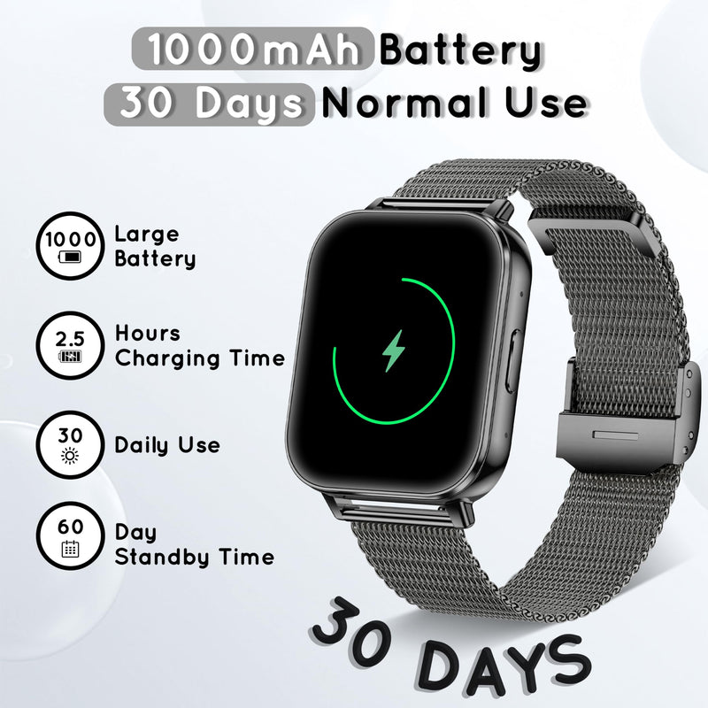 Smart Watch for Men Women, 30+ Day Battery Life 44MM Fitness Tracker 3 Band | Bluetooth Call Smartwatch for iPhone Android Phones with Heart Rate SpO2/Sleep Monitor, 120+ Sports Modes, 1000mAh Black 44 MM