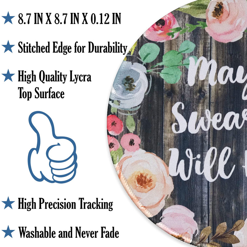 Eleville Mouse Pad Fashion Funny Wording Maybe Swearing Will Help Words of Wisdom Keep Calm Lycra Cloth Top and Non-Slip Base for Office Home Travel emp8