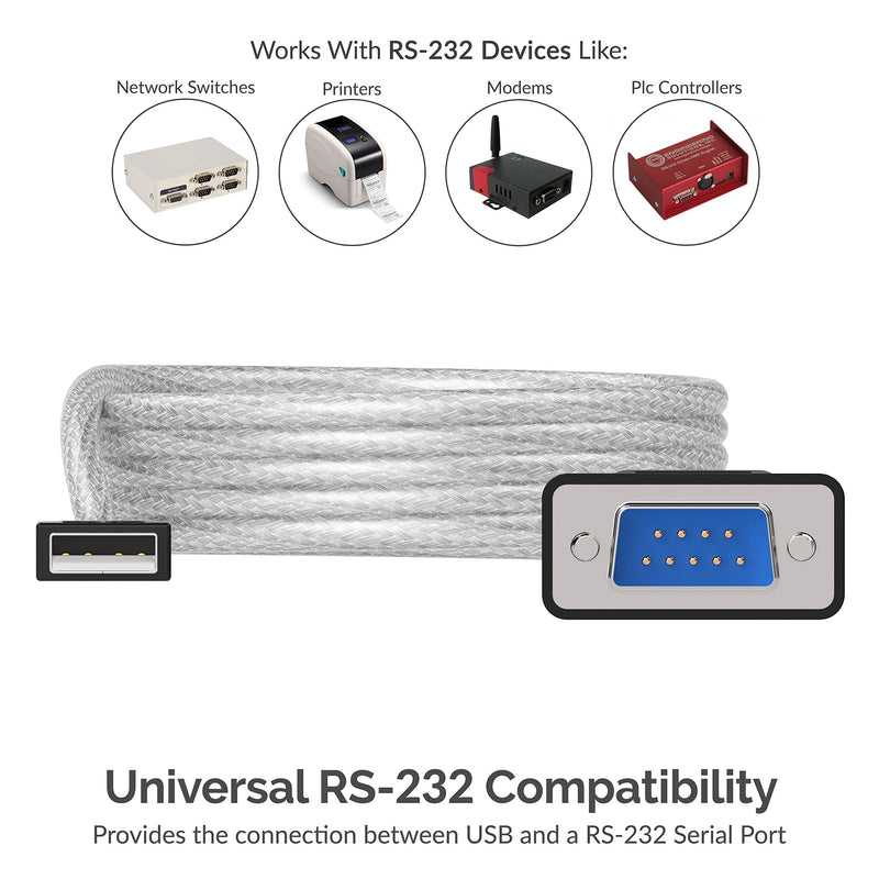 SABRENT 6-FT USB to RS-232 DB9 Serial 9 pin Adapter (Prolific PL2303) SBT-USC6K