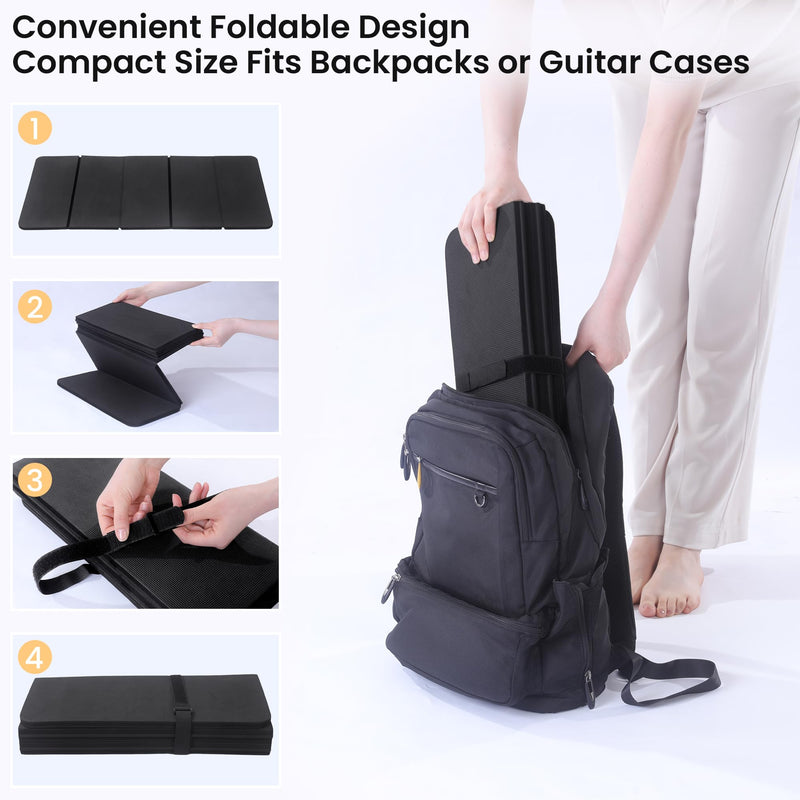 MABOZOO Foldable Guitar Work Mat and Wooden Neck Rest, 0.5 Inch Thick Guitar Repair Mat and Support for Repair, Repair and Maintenance Kit Tool for Guitar Bass, Acoustic, Banjo Mandolin Ukulele