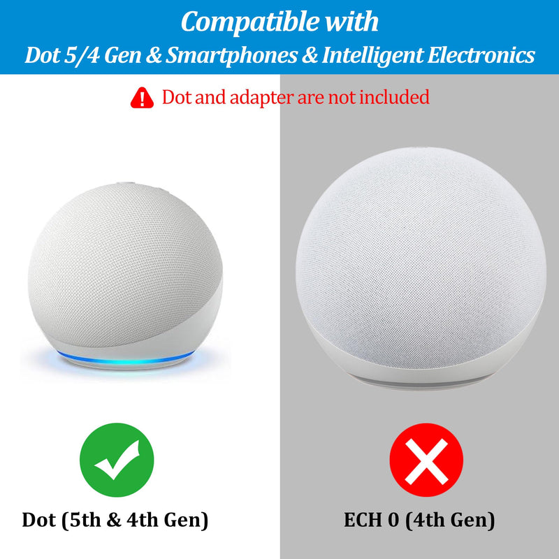 PlusAcc Battery Base for Dot 5th Gen & Dot 4th Gen & Cellphones - 5000 mAh Portable Charger Stand Holder, Rechargeable Charging Dock Station for Dot 5 & Dot 4 & Smartphones & Earbuds (White) White