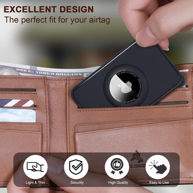 2-Pack Airtag Wallet Holder - Silicone Slim Airtag Card Holder for Apple Airtag - Ultra-Thin Air Tag Cardholder for Purses, Handbags, Backpack Wallets & Clutch Bags Black