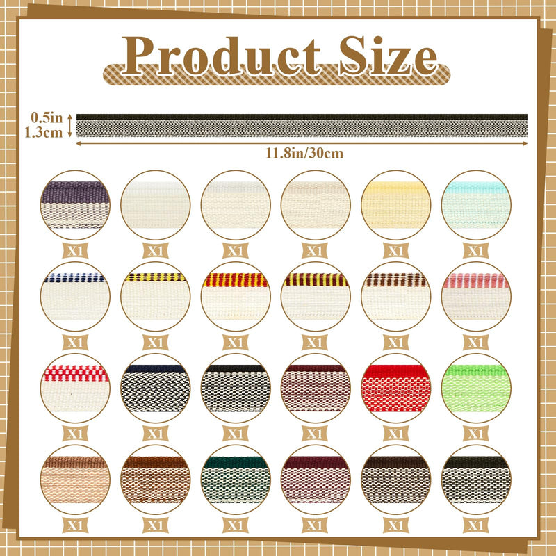 24 Pcs Book Binding Headbands 11.8 Inches Long 0.5 Inch Wide Cotton Book Headband Repair Book Cloth Kit Book Binding Materials for Beginners DIY 24 Colors Cuttable School Bookbinding Supplies
