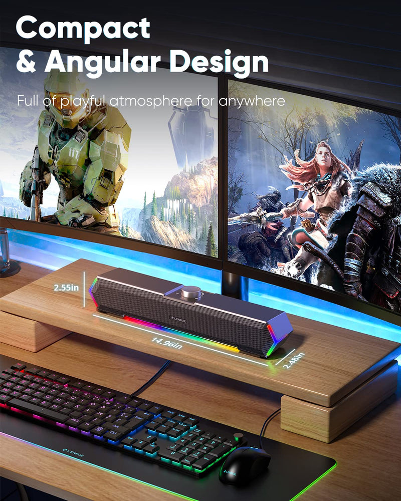 [AUSTRALIA] - LENRUE G11 Computer Speakers for Desktop, Touch Lights PC Speakers with Surge Clear Sound, USB C/USB Powered for Computer Desktop PC Laptop Monitor AUX_Black 