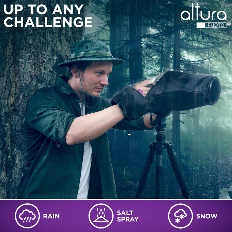 [AUSTRALIA] - Altura Photo Camera Rain Cover - Professional Waterproof Lens Jacket Covers with Dual Hand Sleeves and Full-Length Zipper - Weather Protector for Canon Nikon Sony Fujifilm DSLR & Mirrorless Cameras 